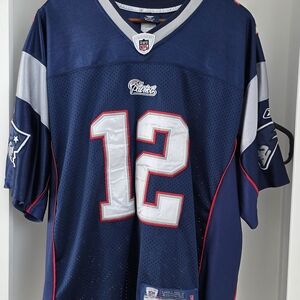 Tom Brady #12 New England Pats Jersey Reebok on Field Size 50 All Emblems Sewn